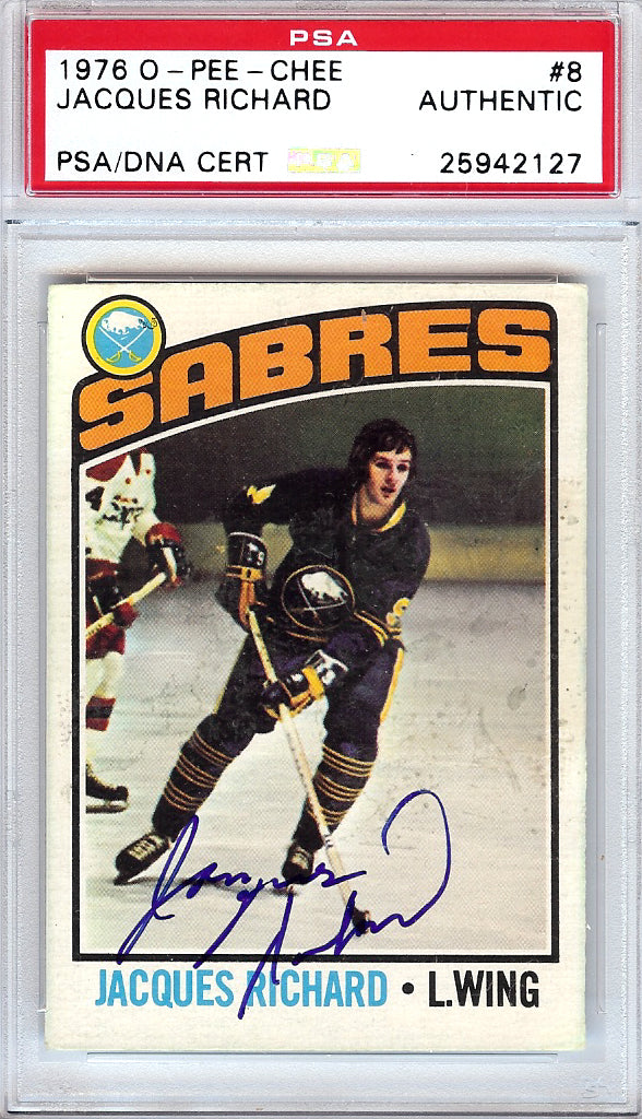 Jacques Richard Autographed 1976 O-Pee-Chee Card #8 Buffalo Sabres PSA/DNA #25942127