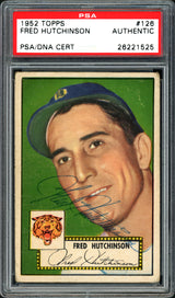 Fred Hutchinson Autographed 1952 Topps Card #126 Detroit Tigers PSA/DNA #26221525