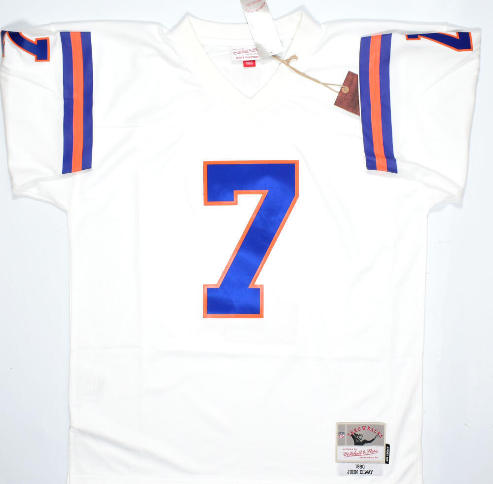 John Elway Signed Broncos Mitchell & Ness White 1990 Legacy Jersey- Beckett W