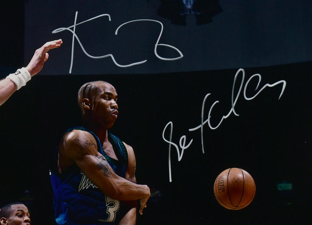 Kevin Garnett Stephon Marbury Signed Timberwolves 16x20 Pass Photo-BeckettW Holo