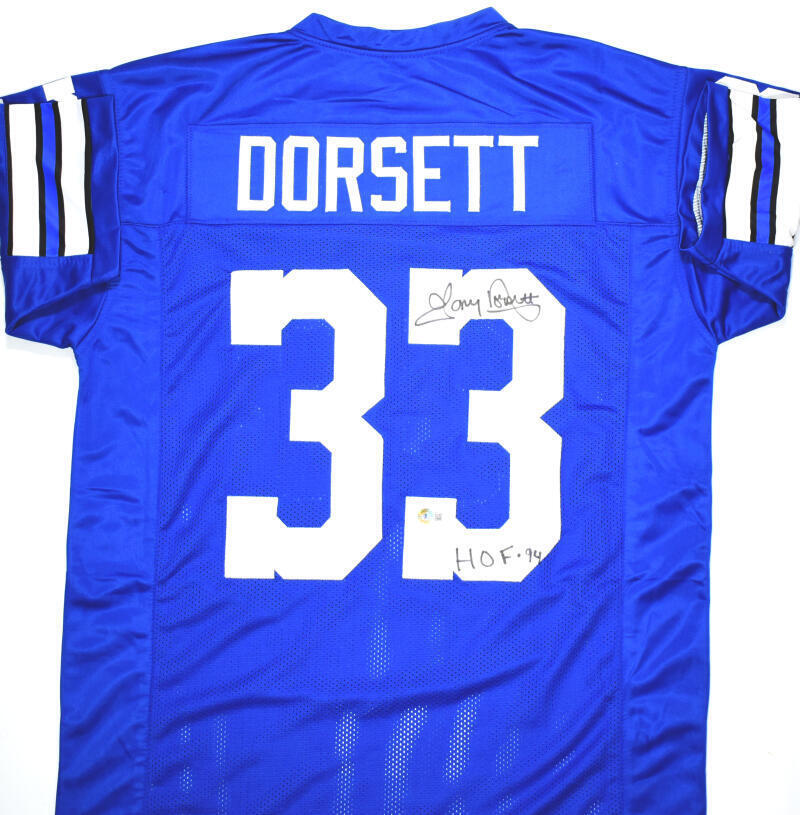 Tony Dorsett Autographed Blue Pro Style Jersey w/HOF- Beckett W Hologram *Black