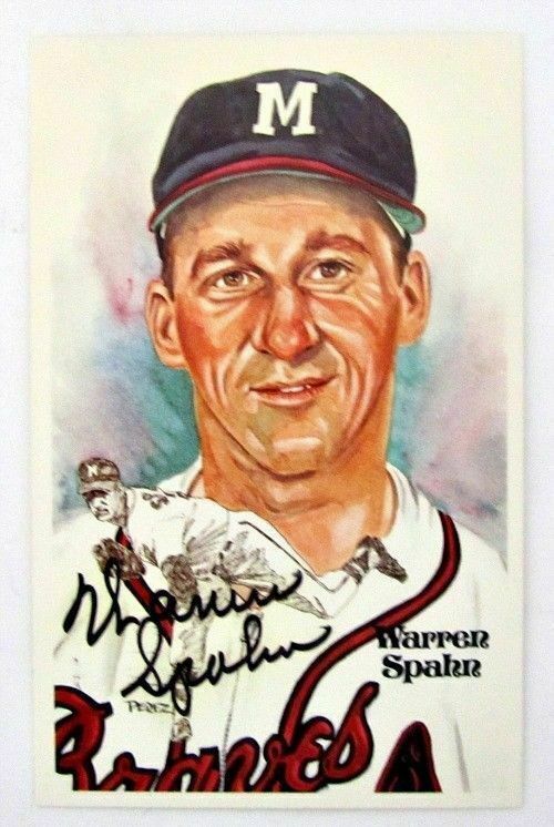 Warren Spahn Milwaukee Braves Autographed 1981 Authentic Perez - Steele Postcard - Sports Integrity