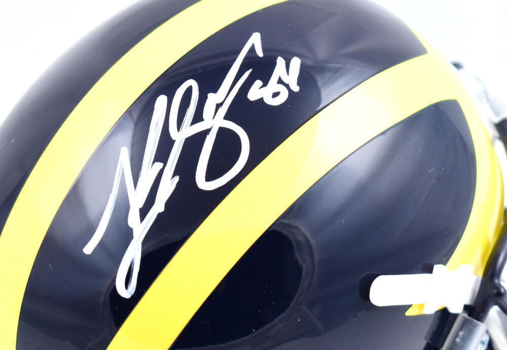 Luke Schoonmaker Autographed Michigan Wolverines Schutt Mini Helmet- Beckett W