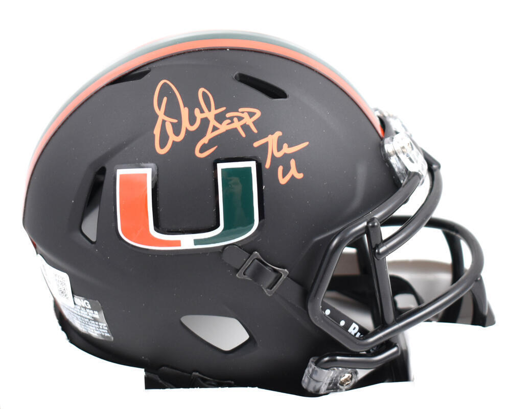 Warren Sapp Signed Miami Hurricanes Speed Mini Helmet w/ The U - Beckett W Holo