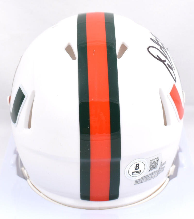 Warren Sapp Signed Miami Hurricanes Speed Mini Helmet w/The U - Beckett W Holo