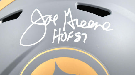 Joe Greene Signed Steelers F/S Slate Speed Helmet w/ HOF - Beckett W Hologram