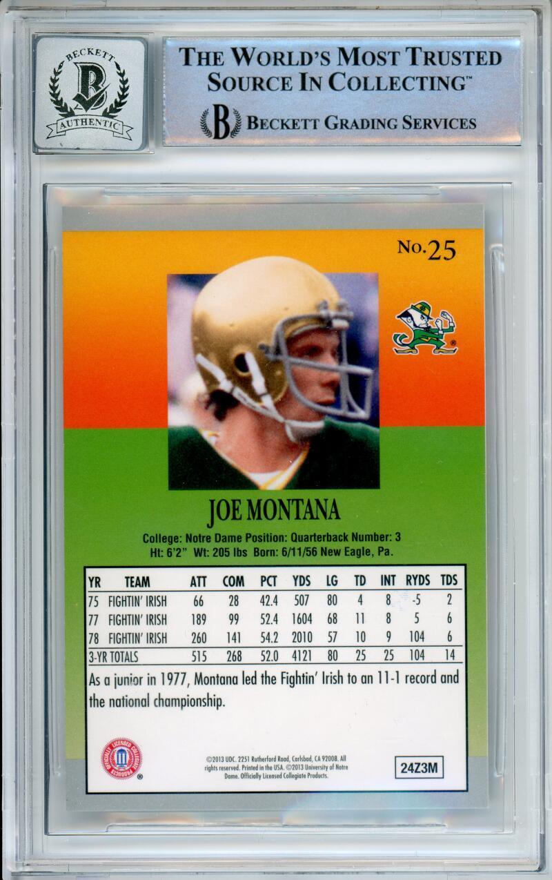 2013 Fleer Retro Ultra #25 Joe Montana San Francisco 49ers BAS Autograph 10