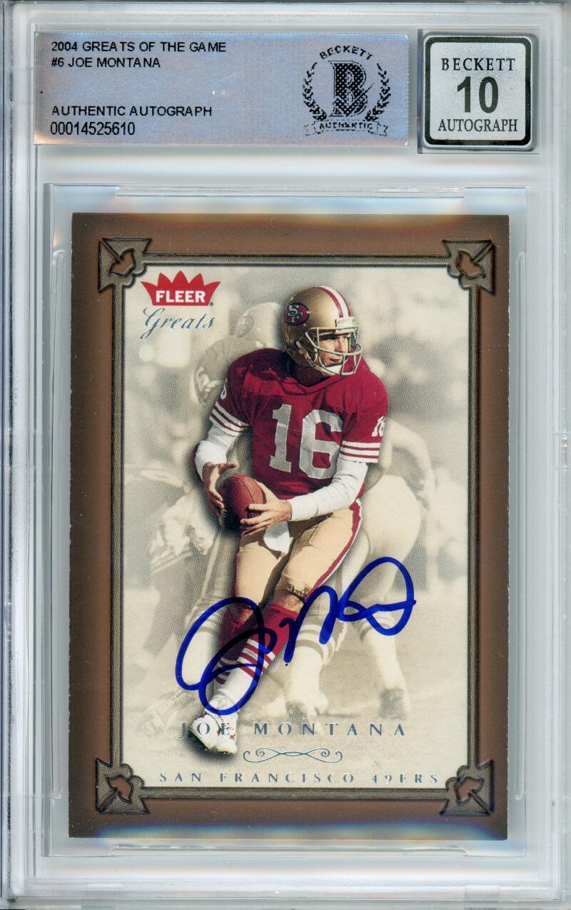 2004 Fleer Greats of the Game #6 Joe Montana Auto San Francisco 49ers BAS Auto