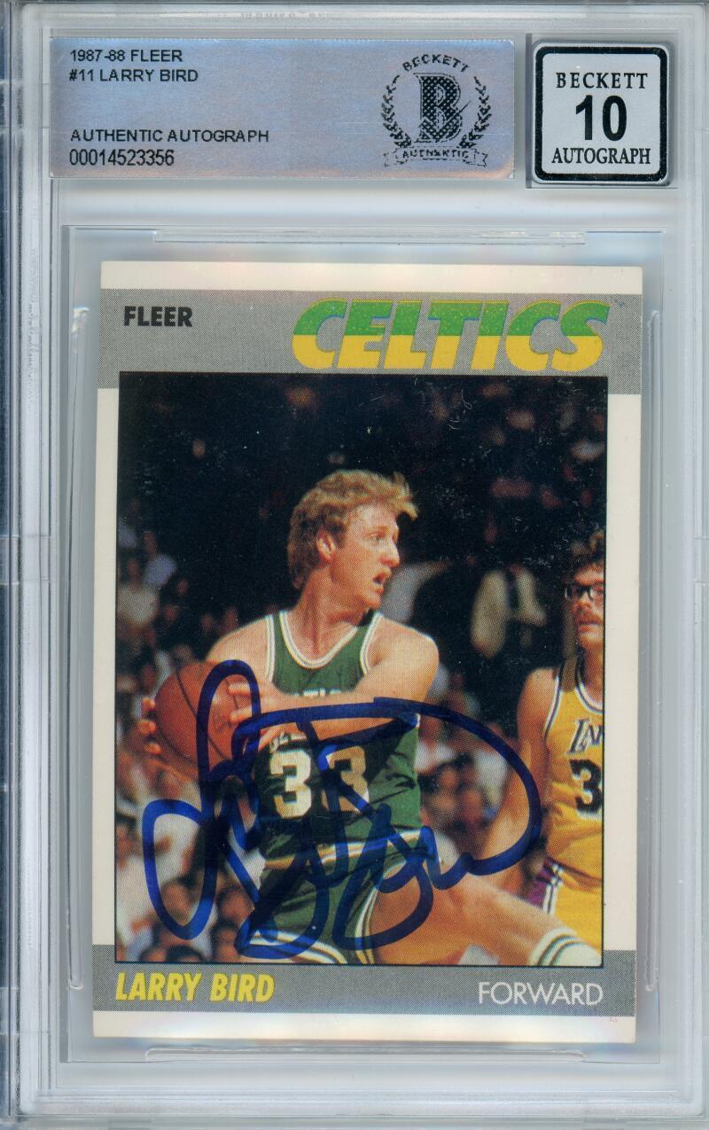 1987-88 Fleer #11 Larry Bird Boston Celtics BAS Autograph 10