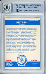 1987-88 Fleer Sticker #4 Larry Bird Boston Celtics BAS Autograph 10