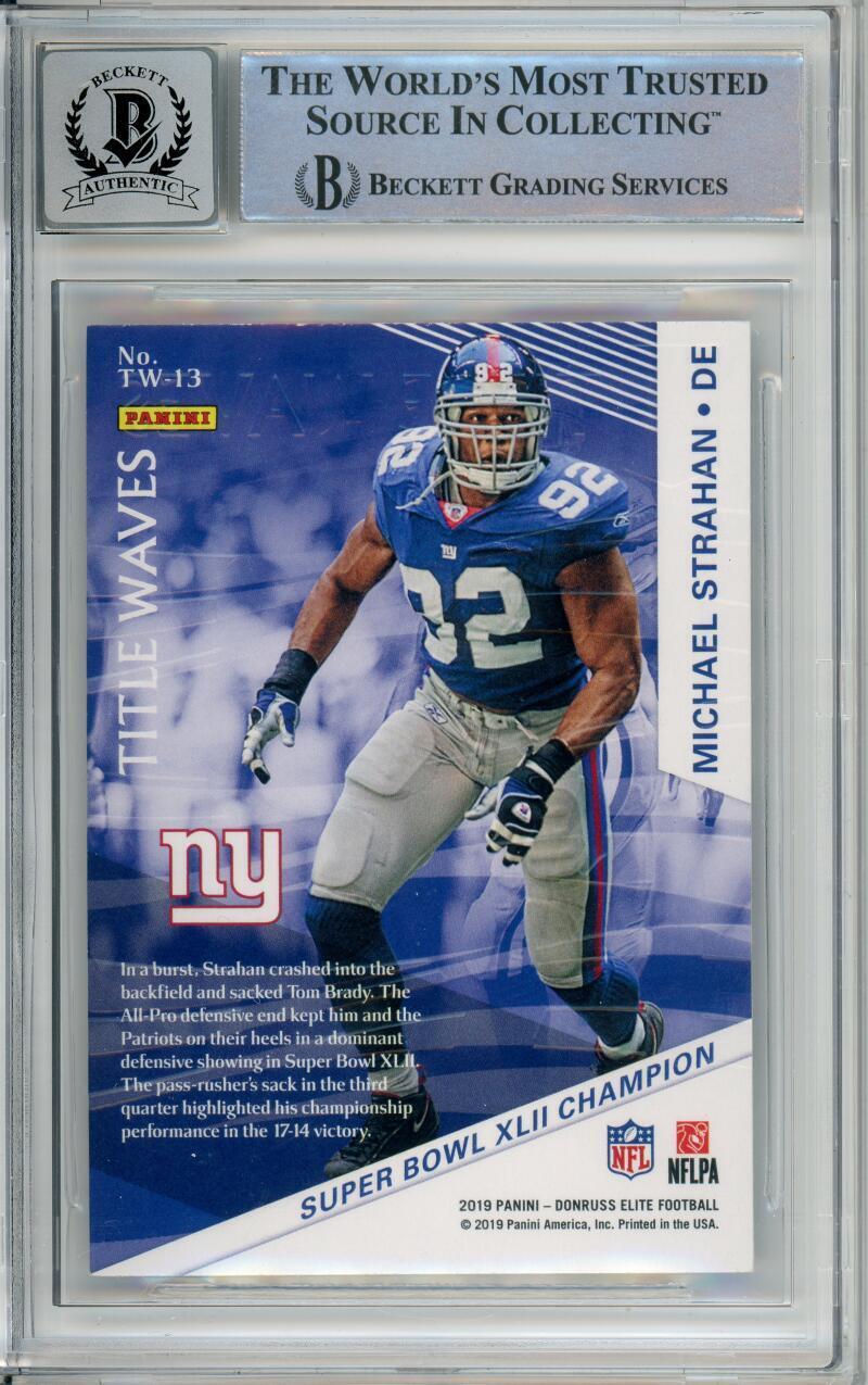 2019 Elite Title Waves #13 Michael Strahan RC New York Giants BAS Autograph 10