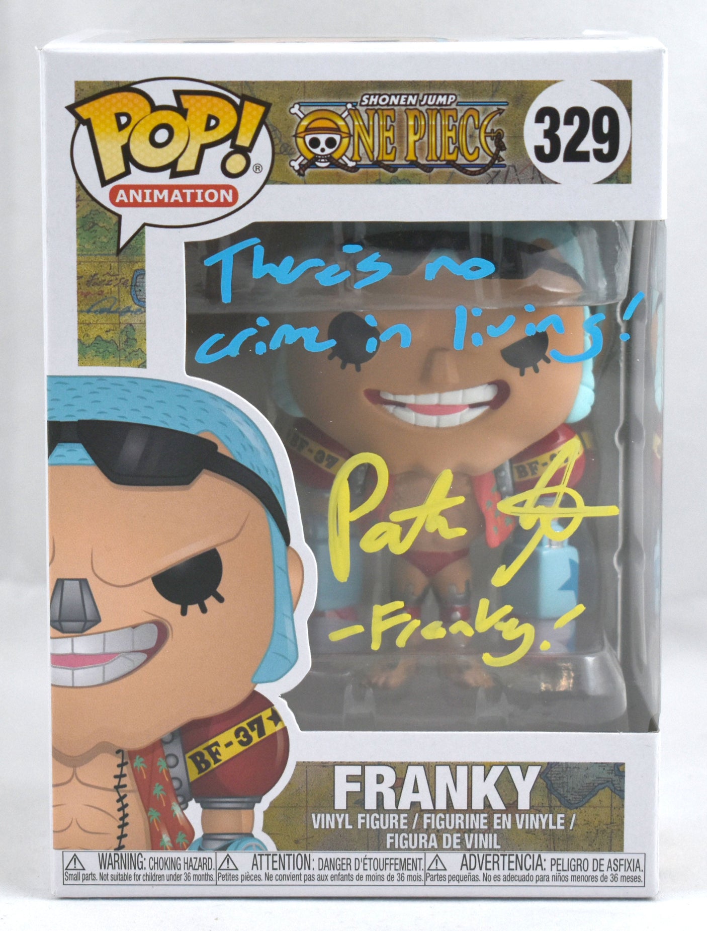 Patrick Seitz Signed Funko POP One Piece Franky w / Inscription #329 - JSA #14