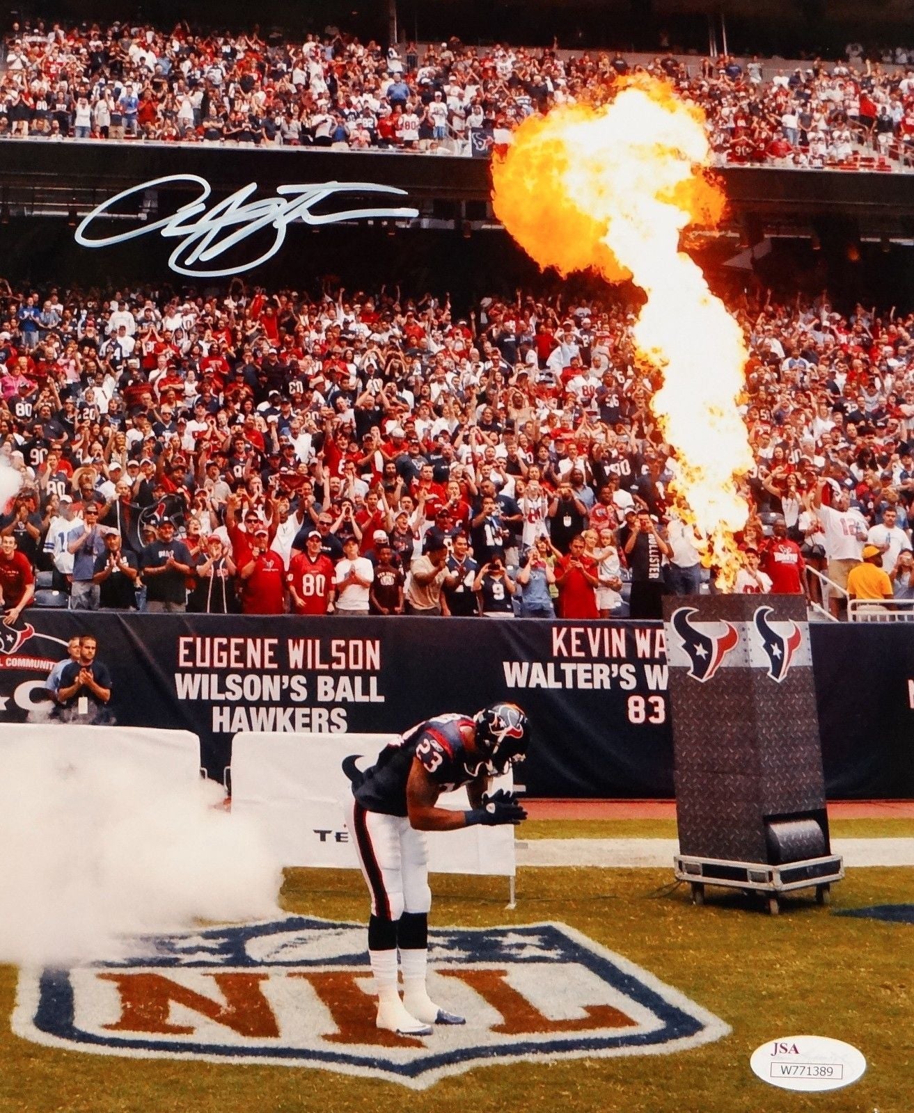 Arian Foster Autographed Texans 8x10 Bow Near Fire Photo- JSA W Authenticated