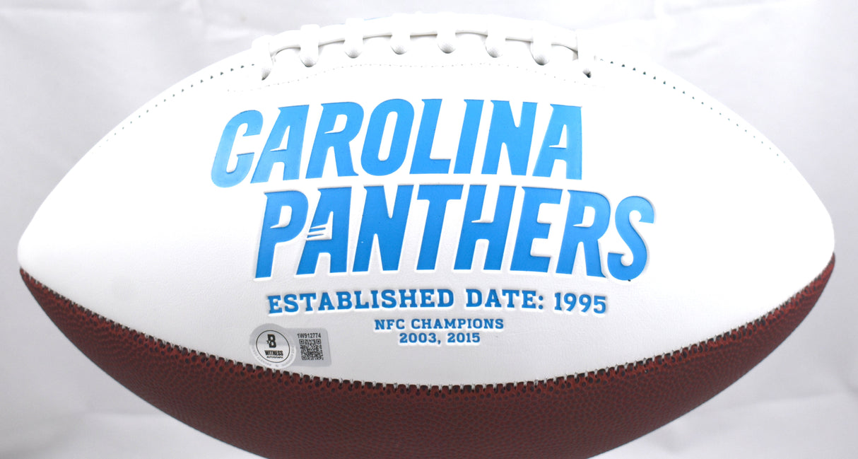 Ja'Tavion Sanders Autographed Carolina Panthers Logo Football - Beckett W Holo