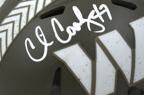 Chris Cooley Signed Commanders Salute to Service Mini Helmet-Beckett W Hologram