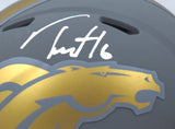 Troy Franklin Autographed Broncos Slate Speed Mini Helmet - Beckett W Hologram