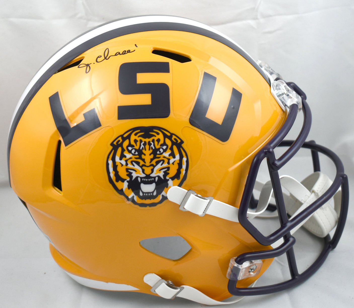 Ja'Marr Chase Autographed LSU Tigers F/S Speed Helmet- Beckett W Hologram *Black