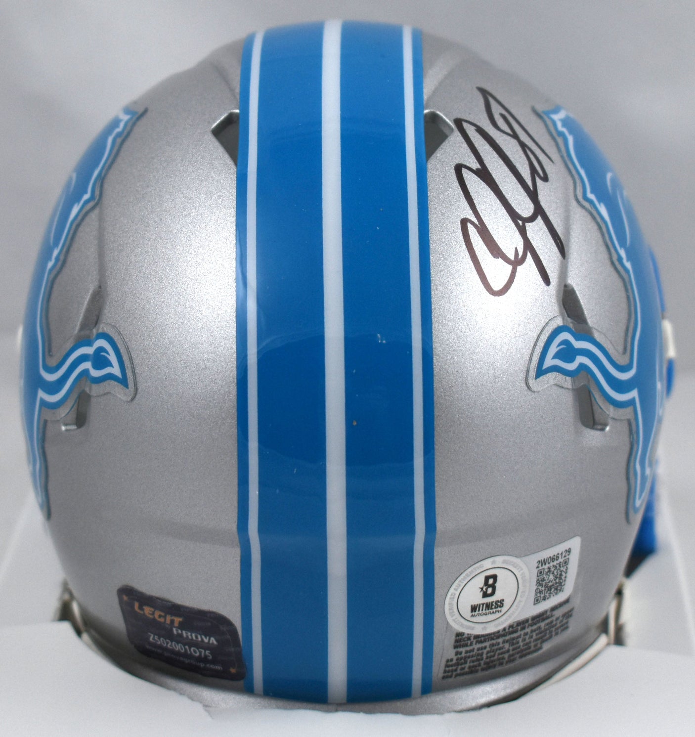 Calvin Johnson Autographed Detroit Lions Speed Mini Helmet - Beckett W Hologram