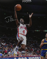 Joe Dumars Signed Detroit Pistons 16x20 Lay Up Photo - Beckett W Hologram *Silver