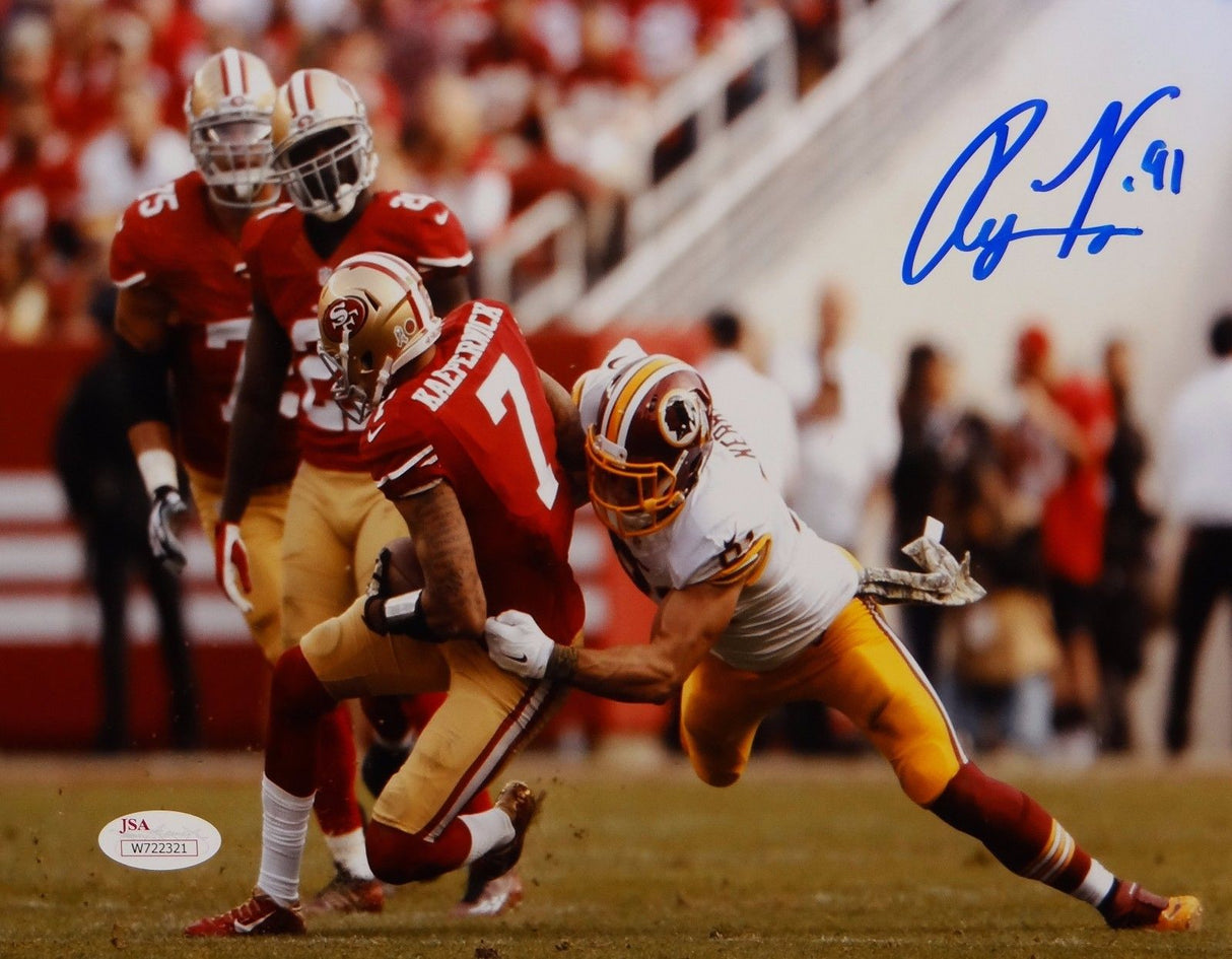 Ryan Kerrigan Autographed 8x10 Redskins Against 49ers Photo- JSA W Auth