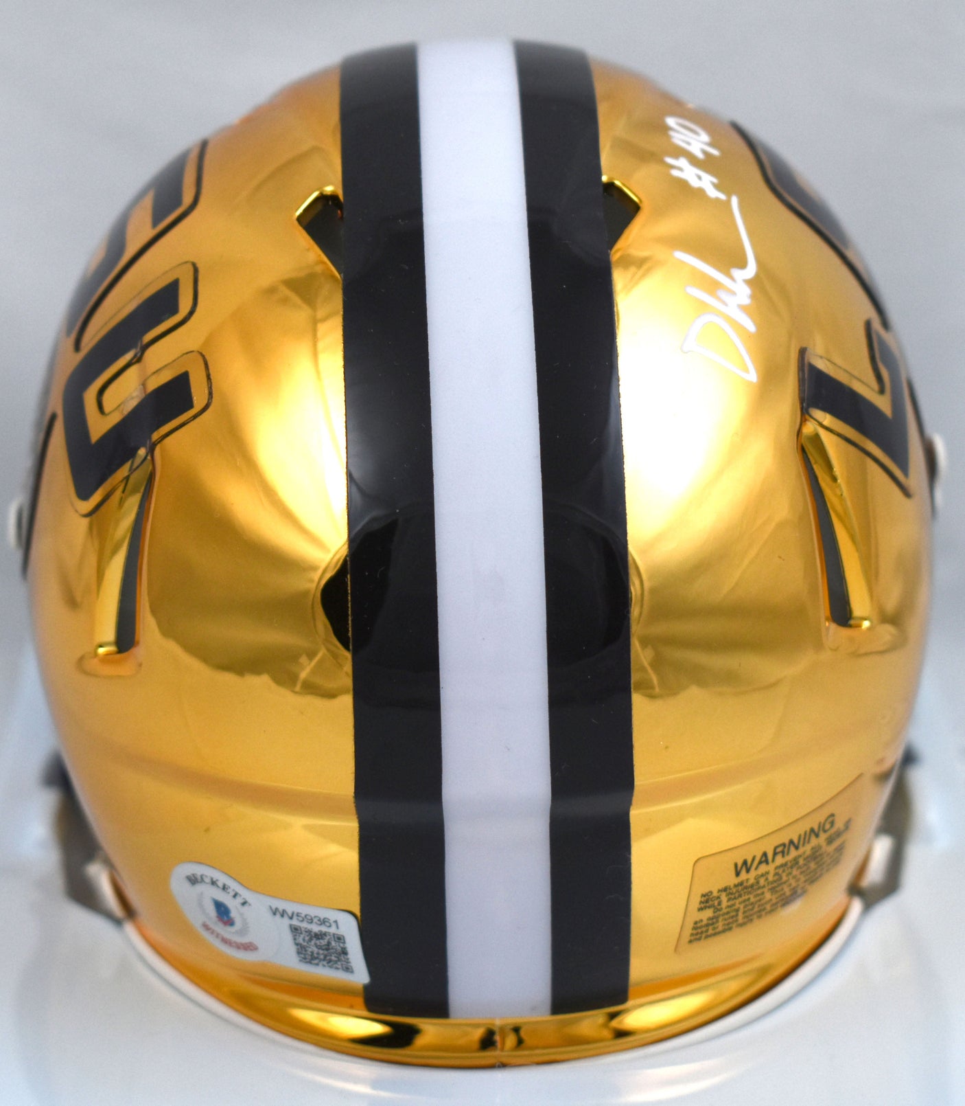 Devin White Autographed LSU Tigers Chrome Speed Mini Helmet - Beckett W Hologram