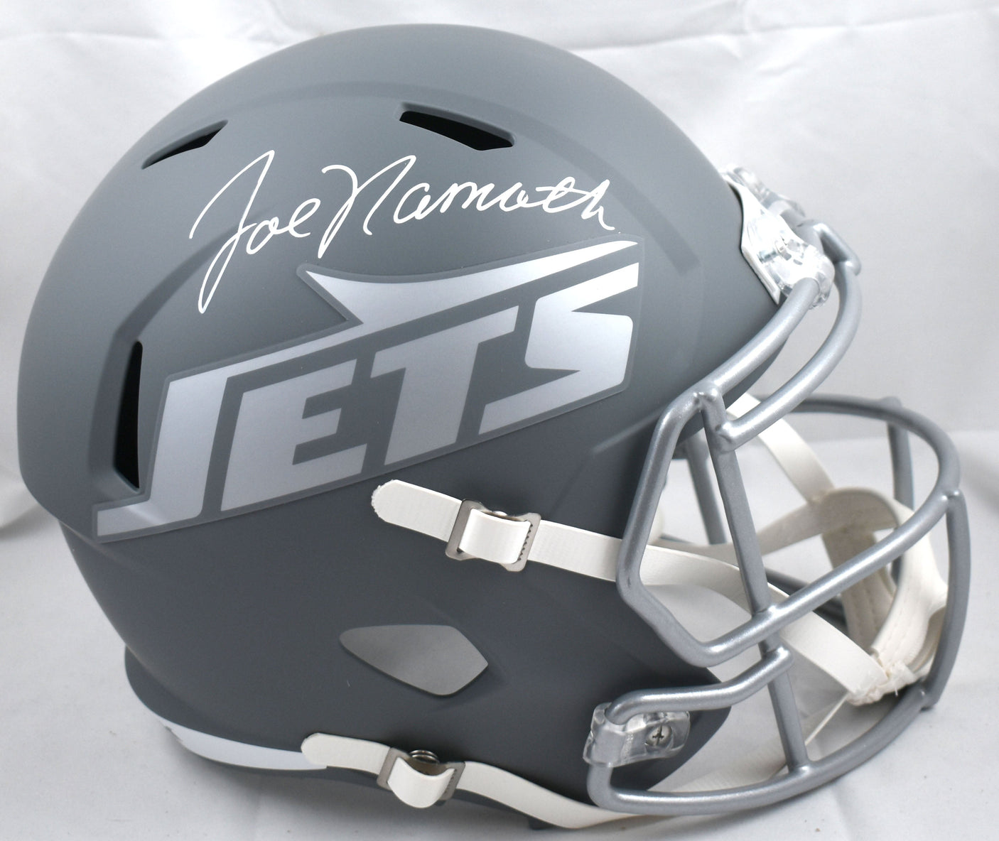 Joe Namath Autographed New York Jets F/S Slate Speed Helmet - Beckett W Hologram