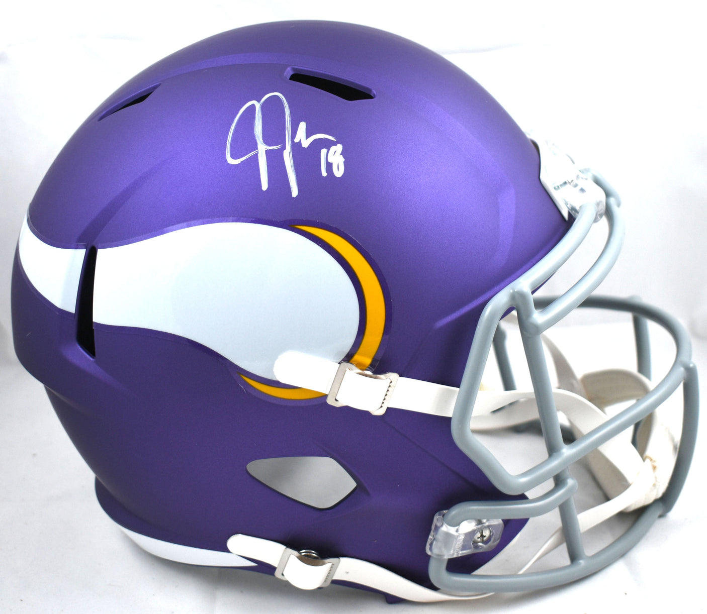 Justin Jefferson Autographed Vikings F/S Tribute Speed Helmet-Beckett W Hologram