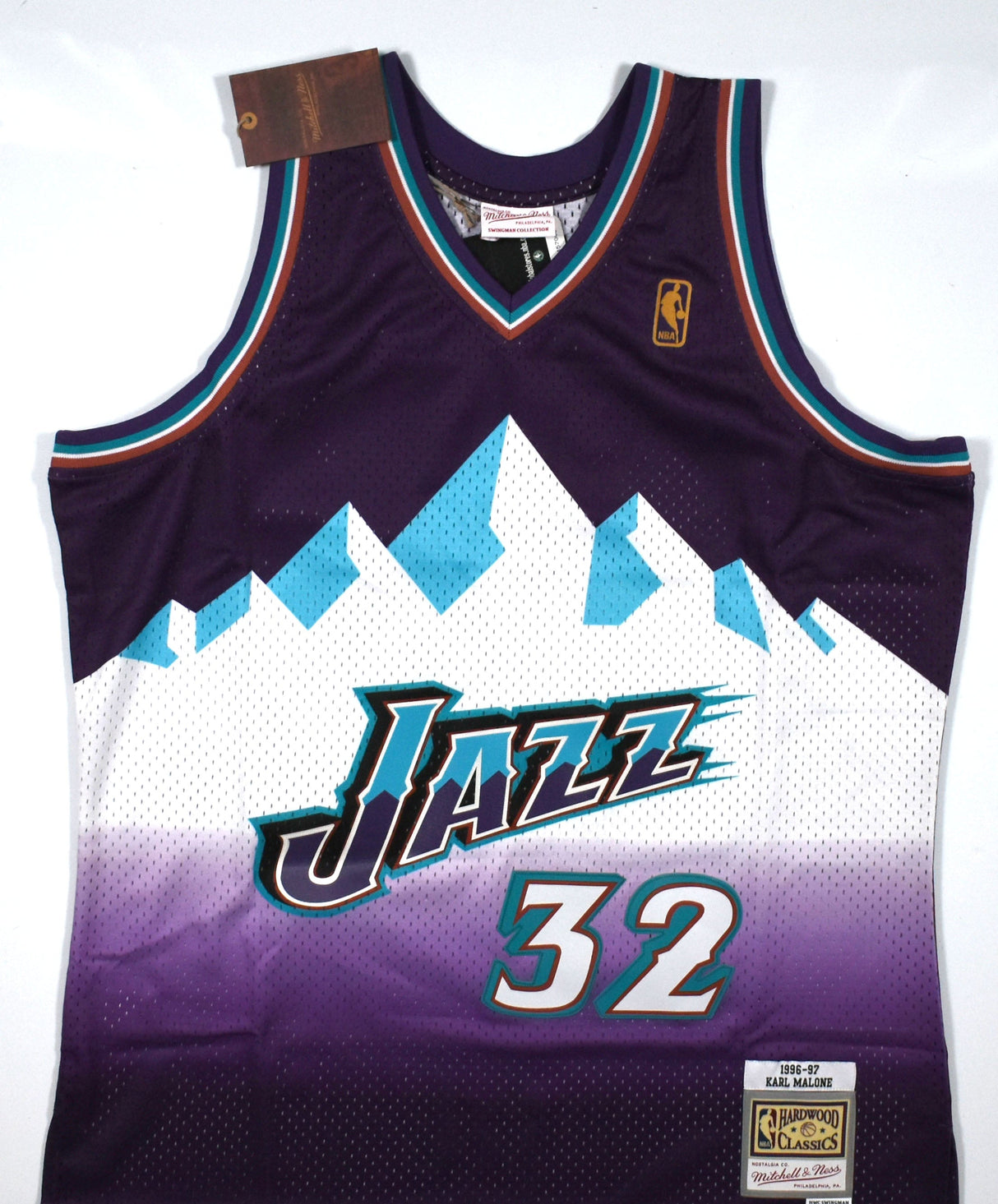 Karl Malone Signed Utah Jazz Mitchell & Ness Purple Jersey- Beckett W Hologram