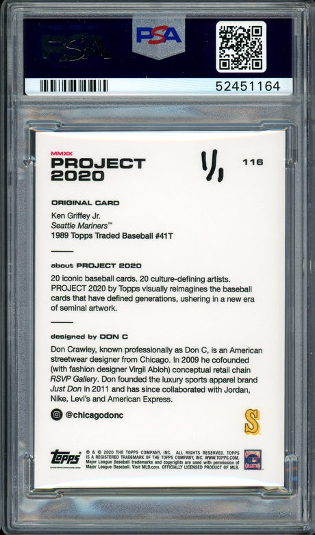 Ken Griffey Jr. Autographed Topps Project 2020 Don C Card #116 Seattle Mariners "24" #1/1 PSA/DNA #52451164