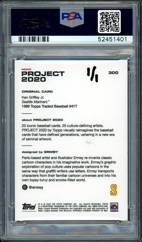 Ken Griffey Jr. Autographed Topps Project 2020 Ermsy Card #300 Seattle Mariners "13x AS" #1/1 PSA/DNA #52451401