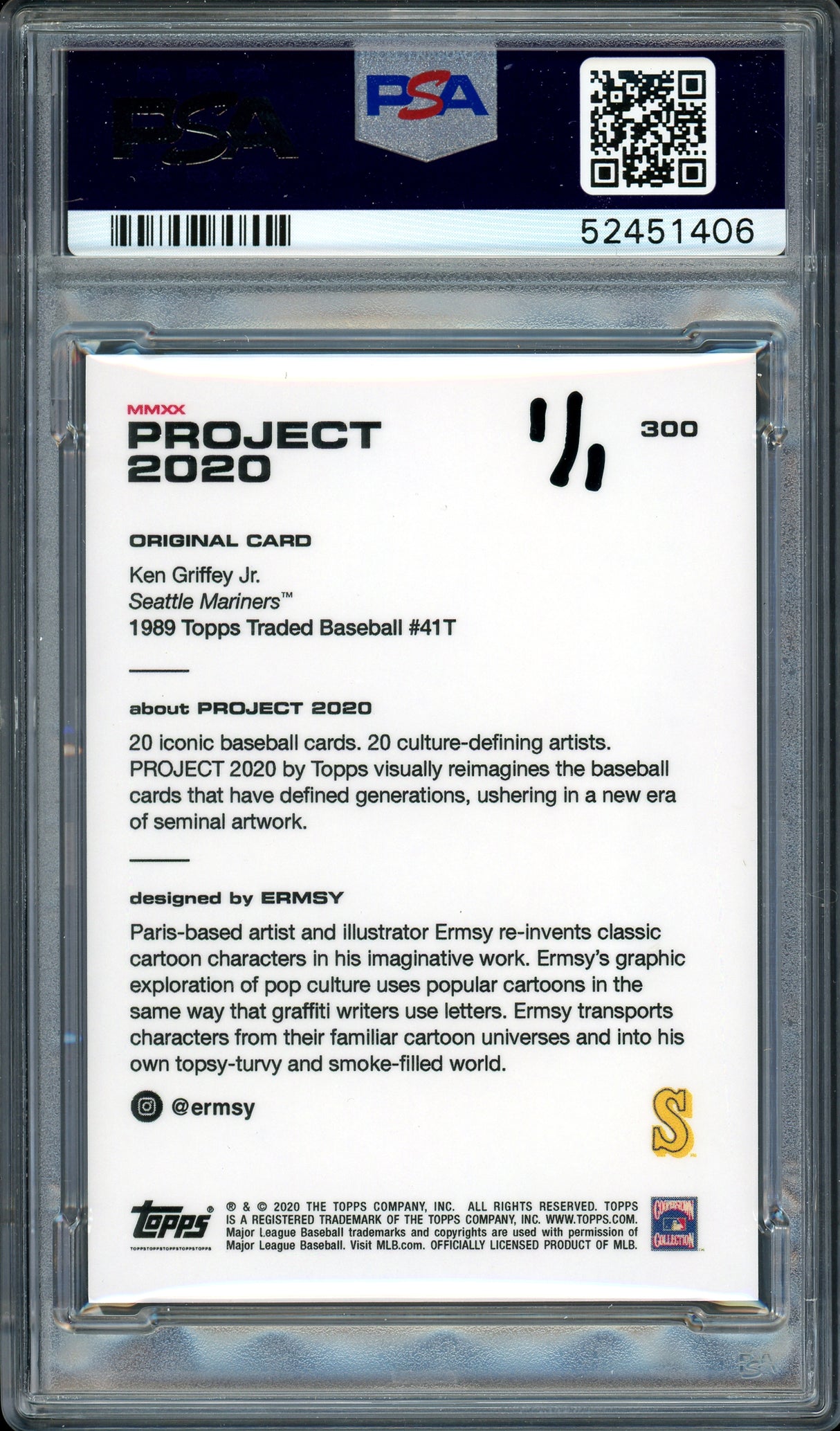 Ken Griffey Jr. Autographed Topps Project 2020 Ermsy Card #300 Seattle Mariners "10x GG" #1/1 PSA/DNA #52451406