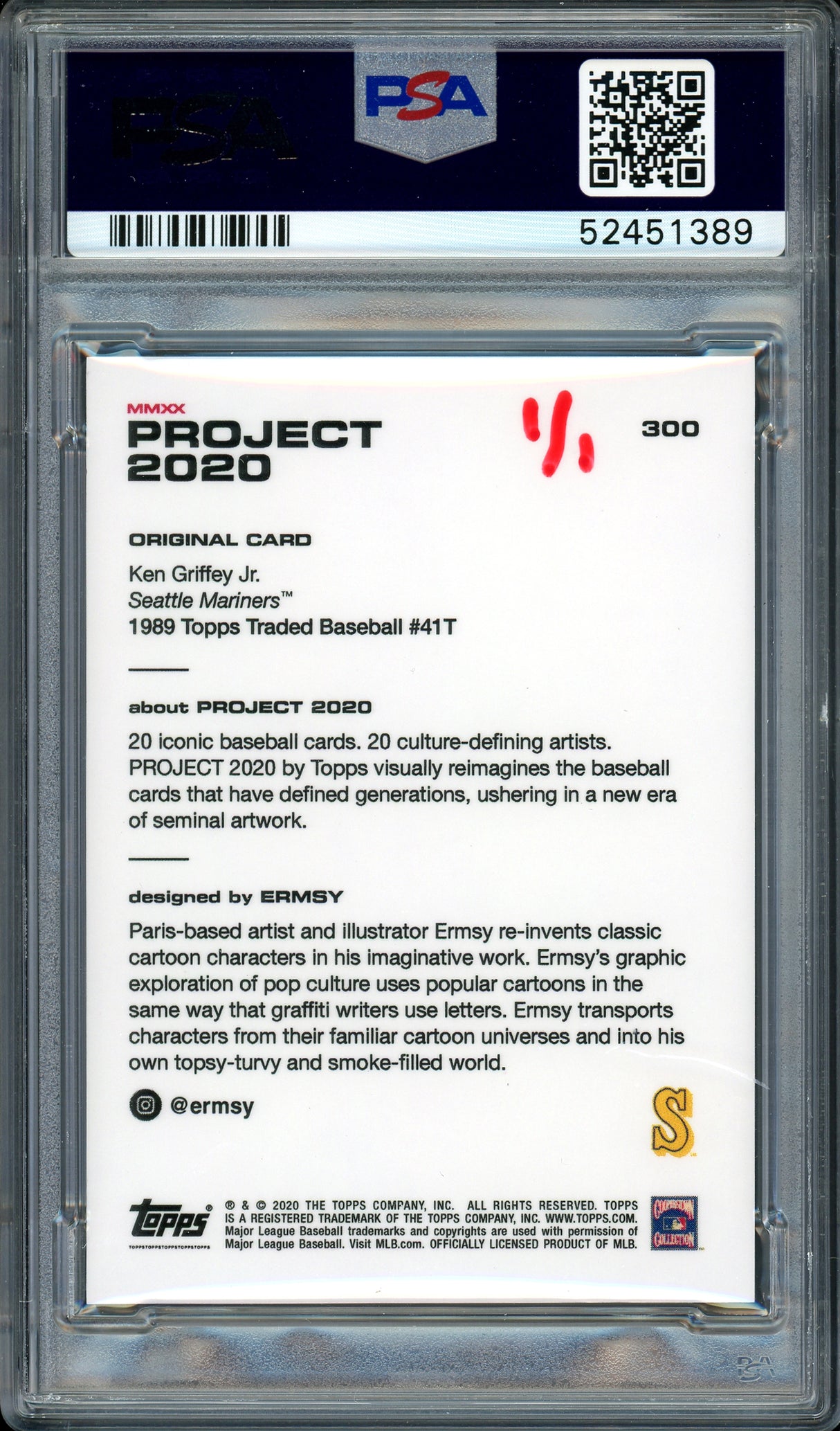 Ken Griffey Jr. Autographed Topps Project 2020 Ermsy Card #300 Seattle Mariners "HOF 16" #1/1 PSA/DNA #52451389