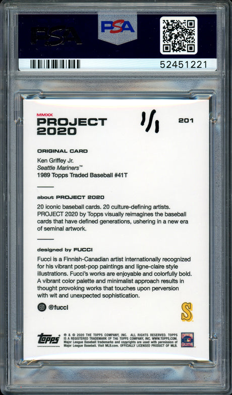 Ken Griffey Jr. Autographed Topps Project 2020 Fucci Card #201 Seattle Mariners "10x GG" #1/1 PSA/DNA #52451221