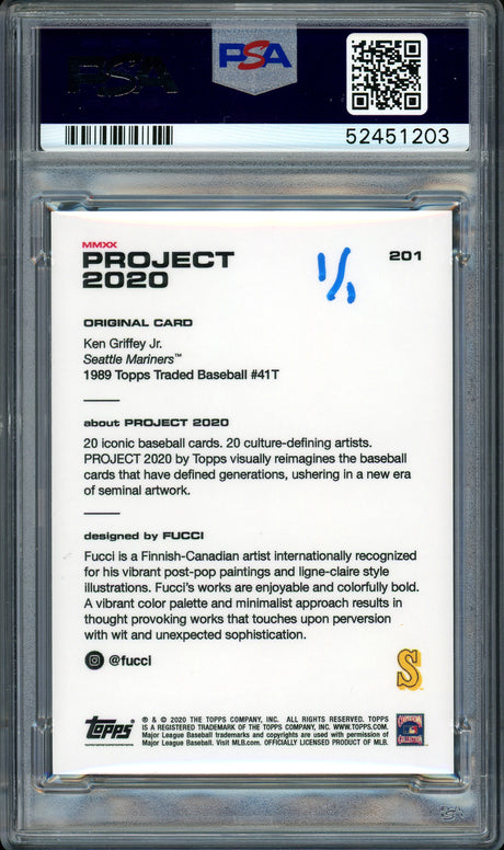 Ken Griffey Jr. Autographed Topps Project 2020 Fucci Card #201 Seattle Mariners "10x GG" #1/1 PSA/DNA #52451203