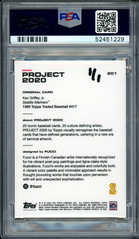 Ken Griffey Jr. Autographed Topps Project 2020 Fucci Card #201 Seattle Mariners "1989" #1/1 PSA/DNA #52451229