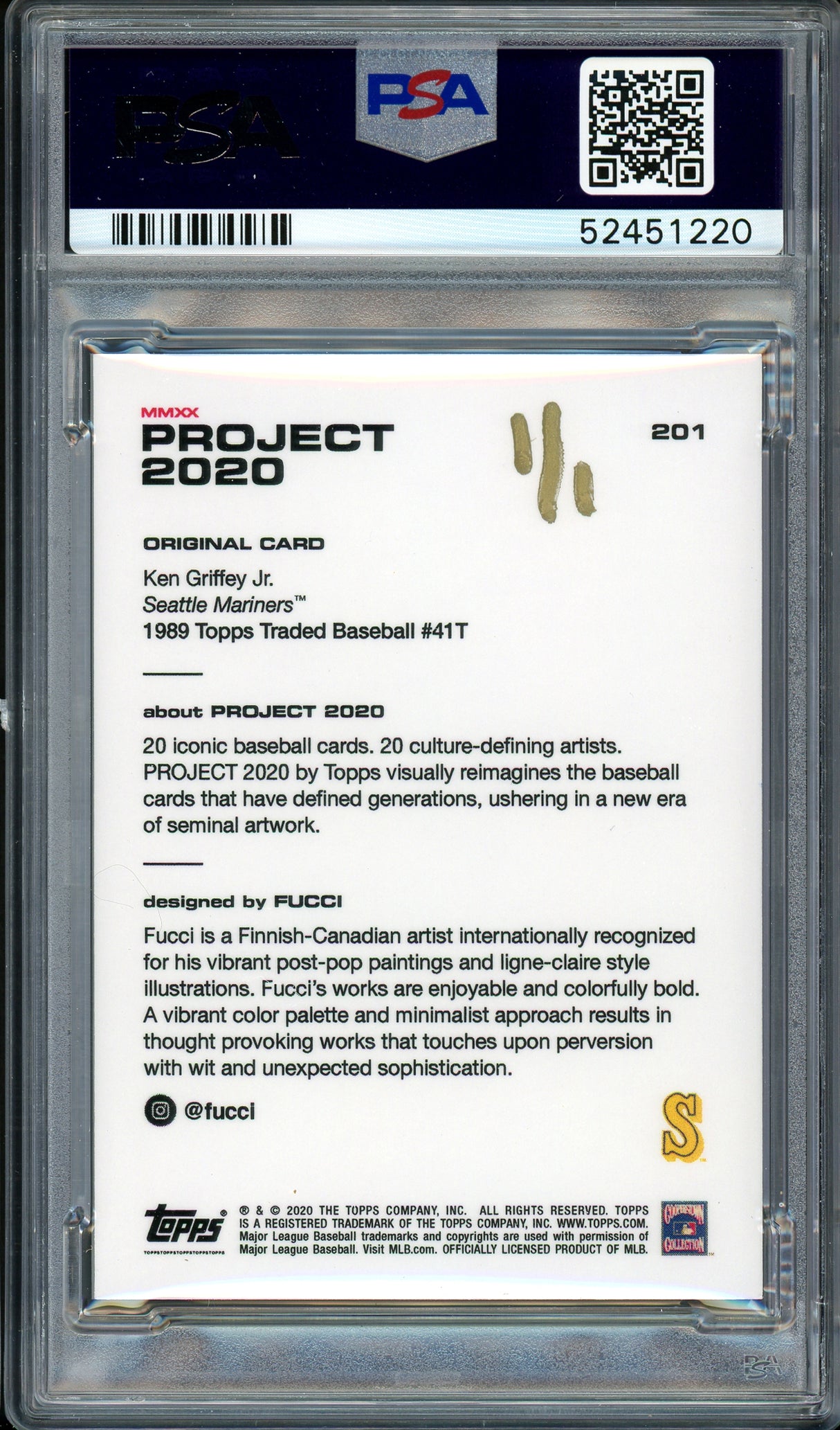 Ken Griffey Jr. Autographed Topps Project 2020 Fucci Card #201 Seattle Mariners "10x GG" #1/1 PSA/DNA #52451220