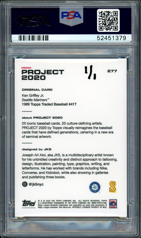 Ken Griffey Jr. Autographed Topps Project 2020 JK5 Card #277 Seattle Mariners "HOF 16" #1/1 PSA/DNA #52451379