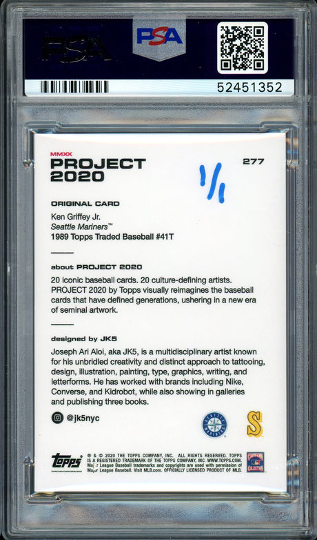 Ken Griffey Jr. Autographed Topps Project 2020 JK5 Card #277 Seattle Mariners "13x AS" #1/1 PSA/DNA #52451352