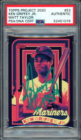 Ken Griffey Jr. Autographed Topps Project 2020 Matt Taylor Card #53 Seattle Mariners "1989" #1/1 PSA/DNA #52451079