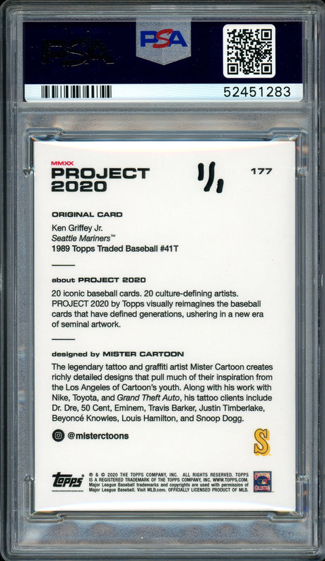 Ken Griffey Jr. Autographed Topps Project 2020 Mister Cartoon Card #177 Seattle Mariners "24" #1/1 PSA/DNA #52451283