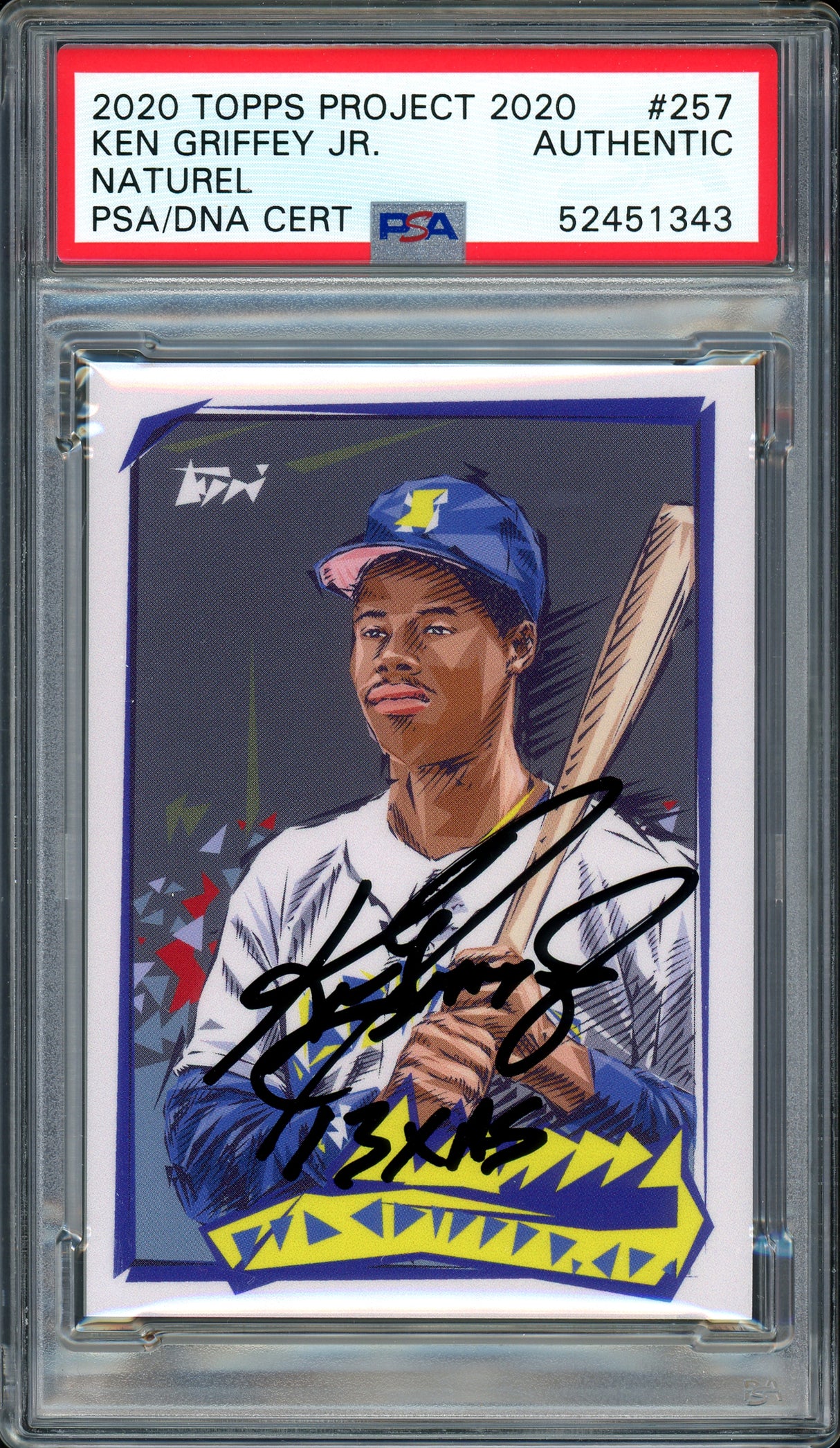 Ken Griffey Jr. Autographed Topps Project 2020 Naturel Card #257 Seattle Mariners "13x AS" #1/1 PSA/DNA #52451343