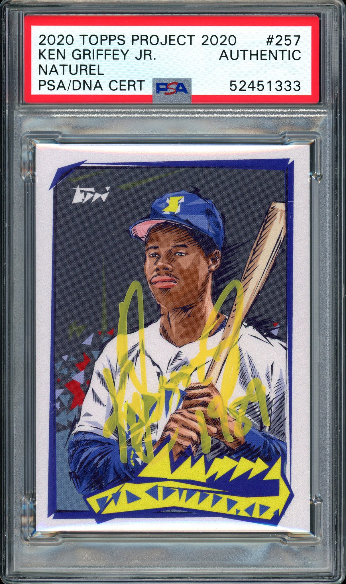 Ken Griffey Jr. Autographed Topps Project 2020 Naturel Card #257 Seattle Mariners "1989" #1/1 PSA/DNA #52451333