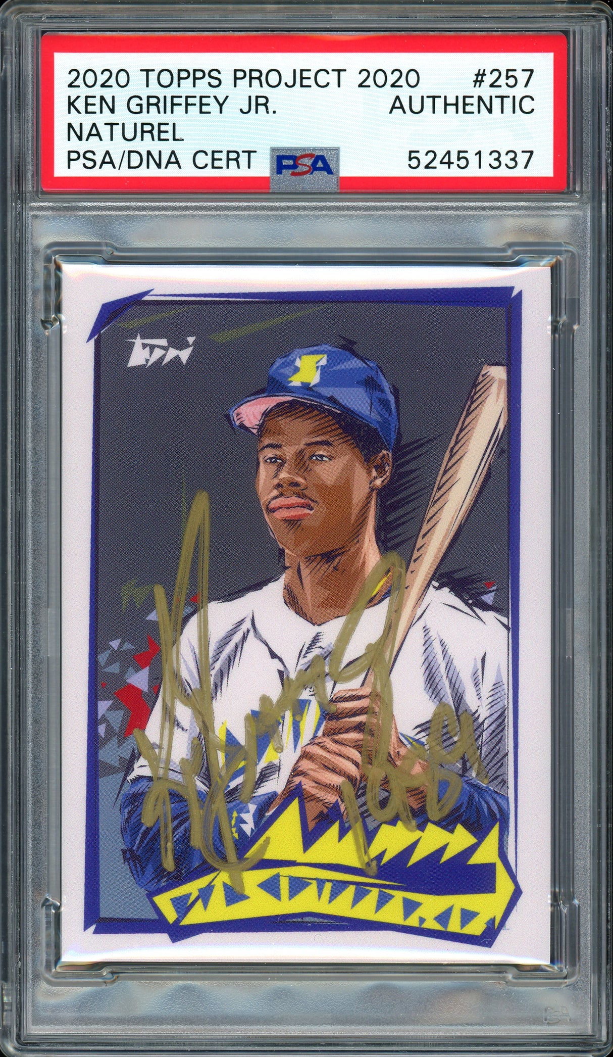 Ken Griffey Jr. Autographed Topps Project 2020 Naturel Card #257 Seattle Mariners "1989" #1/1 PSA/DNA #52451337