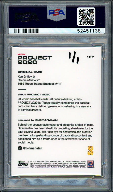 Ken Griffey Jr. Autographed Topps Project 2020 Oldmanalan Card #127 Seattle Mariners "10x GG" #1/1 PSA/DNA #52451138