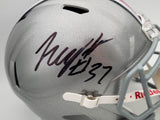 TreVeyon Henderson Autographed Ohio State Buckeyes Silver Full Size Replica Speed Helmet Beckett BAS QR Stock #202073