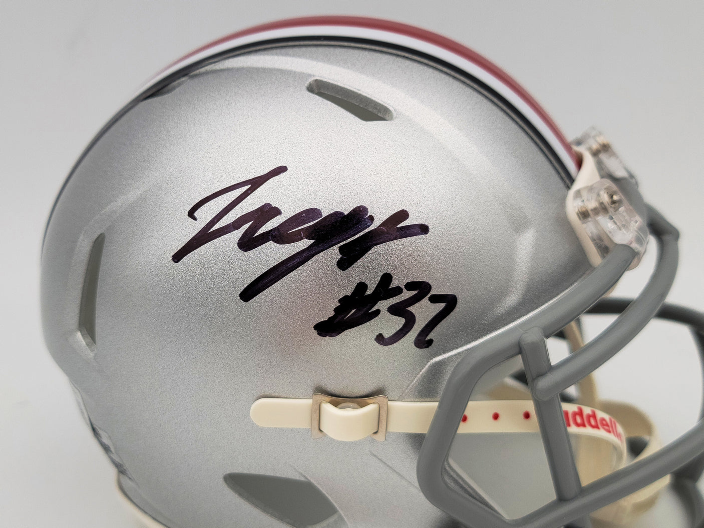 TreVeyon Henderson Autographed Ohio State Buckeyes Silver Speed Mini Helmet Beckett BAS QR Stock #202075