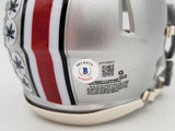 TreVeyon Henderson Autographed Ohio State Buckeyes Silver Speed Mini Helmet Beckett BAS QR Stock #202075