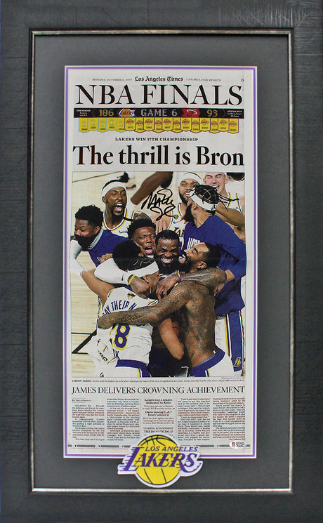 Lakers Magic Johnson Signed & Framed LA Times 2020 Champions Edition Insert BAS