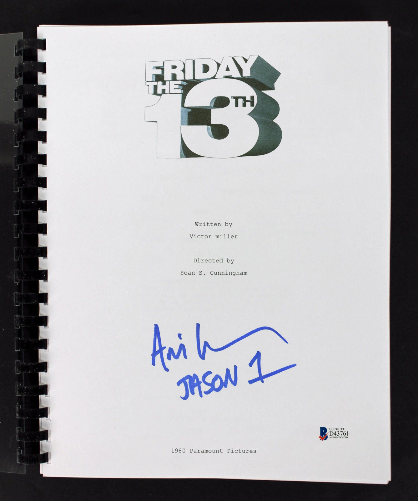 Ari Lehman "Jason 1" Authentic Signed Friday The 13th Movie Script BAS 2