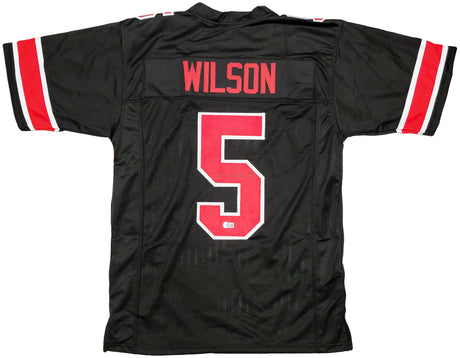 Ohio State Buckeyes Garrett Wilson Autographed Black Jersey Beckett BAS Stock #201973